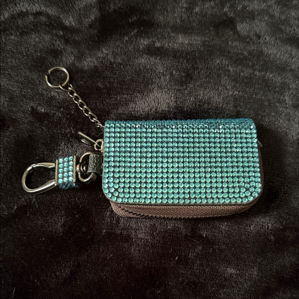 Crystal-Embellished Keychain Pouch